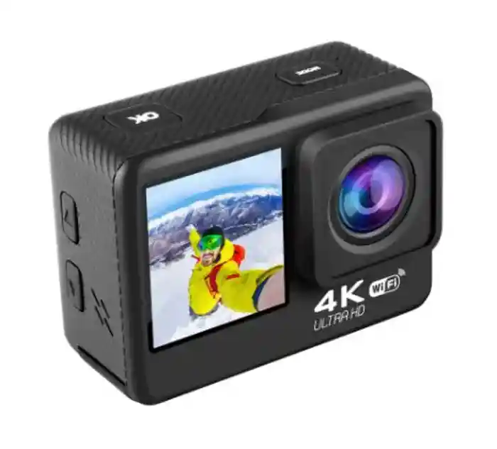 Ausek Q60 4K Ultra HD Touch Dual Screen selfie-time action camera With Extranal microphone